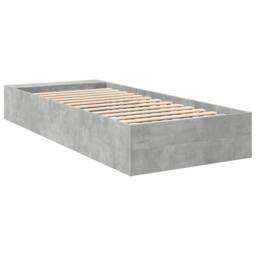 Berkfield Home Modern Bed Frame without Mattress Concrete Grey 75x190 cm Small Single - thumbnail 6