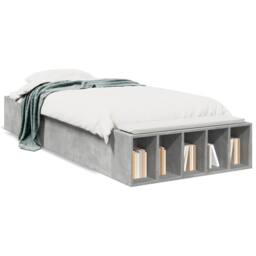 Berkfield Home Modern Bed Frame without Mattress Concrete Grey 75x190 cm Small Single - thumbnail 3
