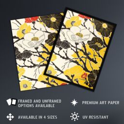 "Artery8 Abstract Tree Branch Wildflowers Design Yellow Wall Art Print - Size: W12"" x H16""" - thumbnail 2