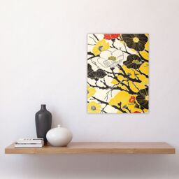 "Artery8 Abstract Tree Branch Wildflowers Design Yellow Wall Art Print - Size: W12"" x H16""" - thumbnail 4