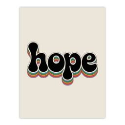 "Artery8 Hope Colourful Retro Rainbow Font Typography Wall Art Print in Beige - Size: W12"" x H16""" - thumbnail 1