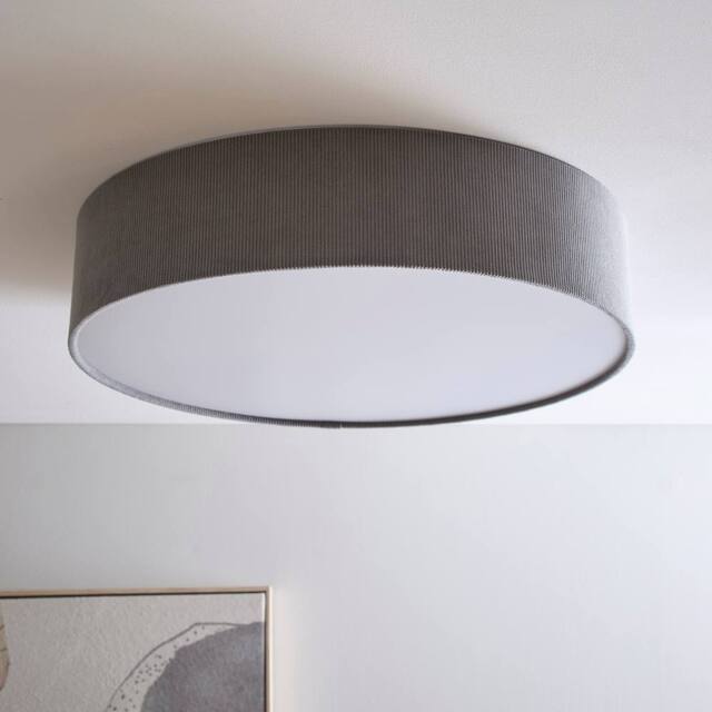 K LIVING Crete 45cm 3 Light Grey Velvet Drum Shade - image 1