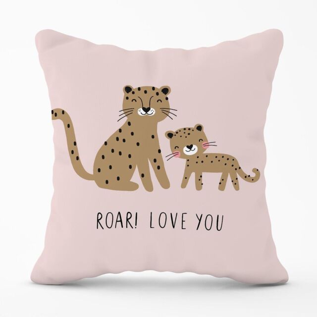 Warren Reed - Designer Roar Love You Outdoor Cushion in Pink - Size: 60 cm x 60 cm - image 1