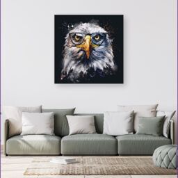 Warren Reed - Designer Eagle In Glasses Splashart Canvas - Size: w40 inch x h40 inch - thumbnail 1