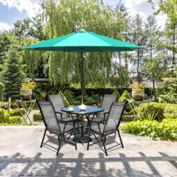 Costway Set of 2 Folding Chairs Outdoor Dining Garden Chairs Armchair with Armrests in Grey - thumbnail 6