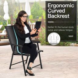 Costway Set of 2 Folding Chairs Outdoor Dining Garden Chairs Armchair with Armrests in Grey - thumbnail 2