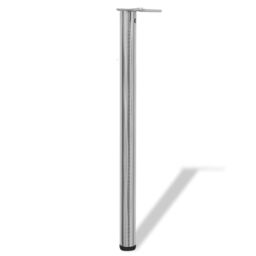 Berkfield Home 4 Height Adjustable Table Legs Brushed Nickel 870 mm in Silver - thumbnail 2