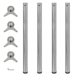 Berkfield Home 4 Height Adjustable Table Legs Brushed Nickel 870 mm in Silver
