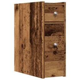 Berkfield Home Narrow Bathroom Cupboard with Wheels Old Wood Engineered Wood in Brown - thumbnail 2