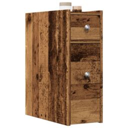 Berkfield Home Narrow Bathroom Cupboard with Wheels Old Wood Engineered Wood in Brown - thumbnail 1