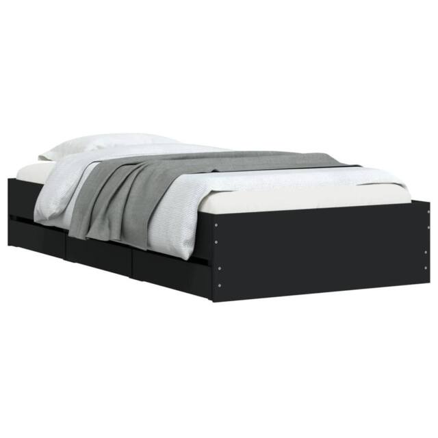 Berkfield Home Modern Bed Frame with Drawers without Mattress Black 90x190 cm Single - image 1