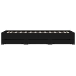 Berkfield Home Modern Bed Frame with Drawers without Mattress Black 90x190 cm Single - thumbnail 7