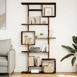 Berkfield Home Classic Book Cabinet Smoked Oak 92x29x188 cm Engineered Wood in Brown - Size: 92 x 29 x 188 cm - thumbnail 2