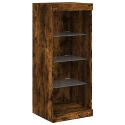 Berkfield Home Sideboards with LED Lights 3 pcs Smoked Oak Engineered Wood in Brown - thumbnail 8