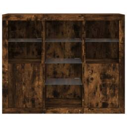 Berkfield Home Sideboards with LED Lights 3 pcs Smoked Oak Engineered Wood in Brown - thumbnail 6