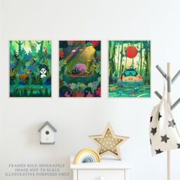 Artery8 Wall Art Print Pack of 3 A4 Kids Bedroom Jungle Adventure Amazon Rain Forest Animals Colourful Living Room s Set - thumbnail 3