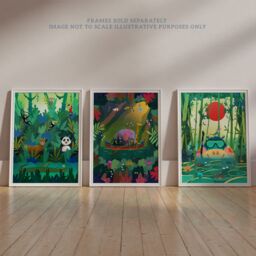 Artery8 Wall Art Print Pack of 3 A4 Kids Bedroom Jungle Adventure Amazon Rain Forest Animals Colourful Living Room s Set - thumbnail 6