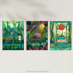 Artery8 Wall Art Print Pack of 3 A4 Kids Bedroom Jungle Adventure Amazon Rain Forest Animals Colourful Living Room s Set - thumbnail 5