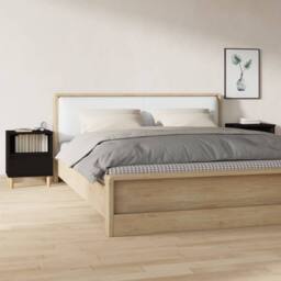 Berkfield Home Bedside Cabinets 2 pcs Black 40x35x50 cm - Size: 40 x 35 x 50 cm - thumbnail 2
