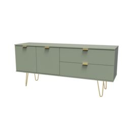 Ready Assembled 2 U Fuji 2 Drawer 2 Door Wide Sideboard (Ready Assembled) in Pale Green - thumbnail 3
