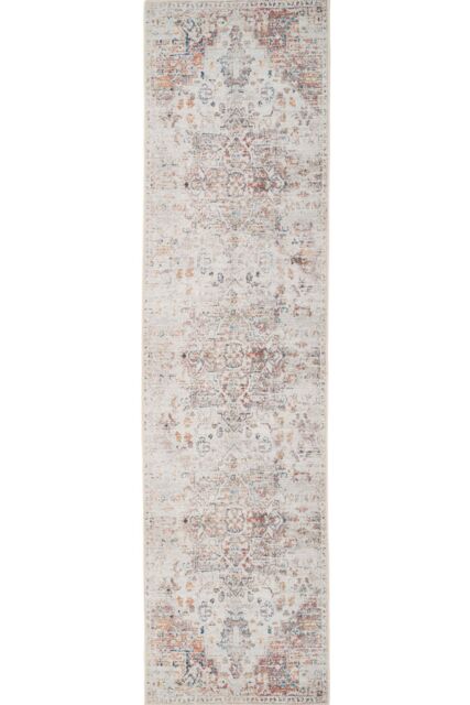 Kukoon Beige Distressed Hallway Runner Rug Non Slip & Washable in Ivory - Size: 60 cm x 240 cm - image 1