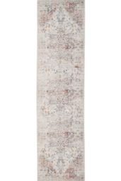 Kukoon Beige Distressed Hallway Runner Rug Non Slip & Washable in Ivory - Size: 60 cm x 240 cm - thumbnail 1