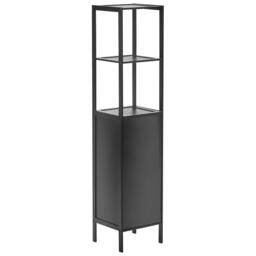 Wyld and Coco Black Bamboo Bathroom Shelving Unit 2 Open Shelves and Closed W32cm - thumbnail 6