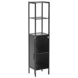 Wyld and Coco Black Bamboo Bathroom Shelving Unit 2 Open Shelves and Closed W32cm - thumbnail 4