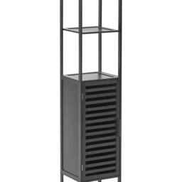Wyld and Coco Black Bamboo Bathroom Shelving Unit 2 Open Shelves and Closed W32cm - thumbnail 2