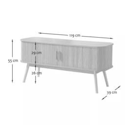 CALICOSY ERNEST TV Stand With 2 Sliding Doors, 120Cm Wide in Light Brown - thumbnail 7
