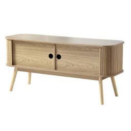 CALICOSY ERNEST TV Stand With 2 Sliding Doors, 120Cm Wide in Light Brown - thumbnail 8
