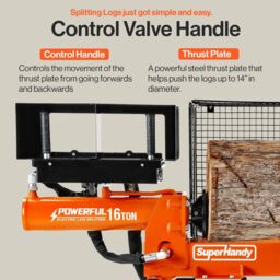Superhandy Powerful 16-Ton Corded Log Splitter with 1500W Motor in Orange - thumbnail 3