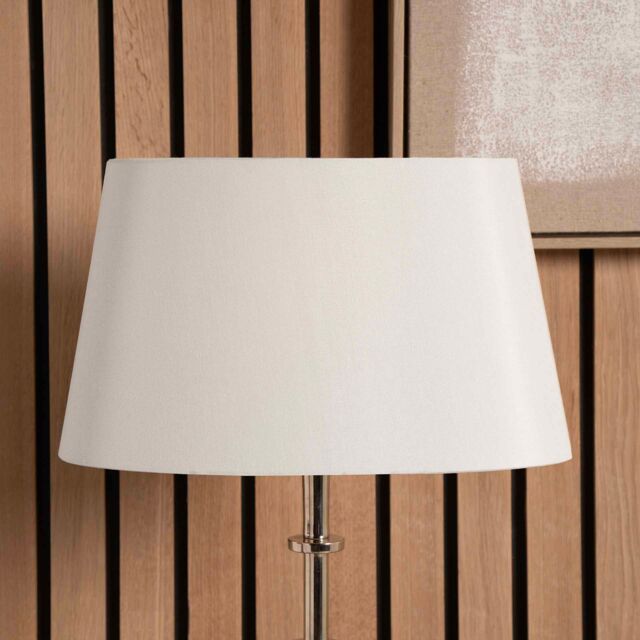 Ruma White Oval Poly Silk Tapered Lamp Shade For Floor Lamps in Beige - Size: 16 inches - image 1