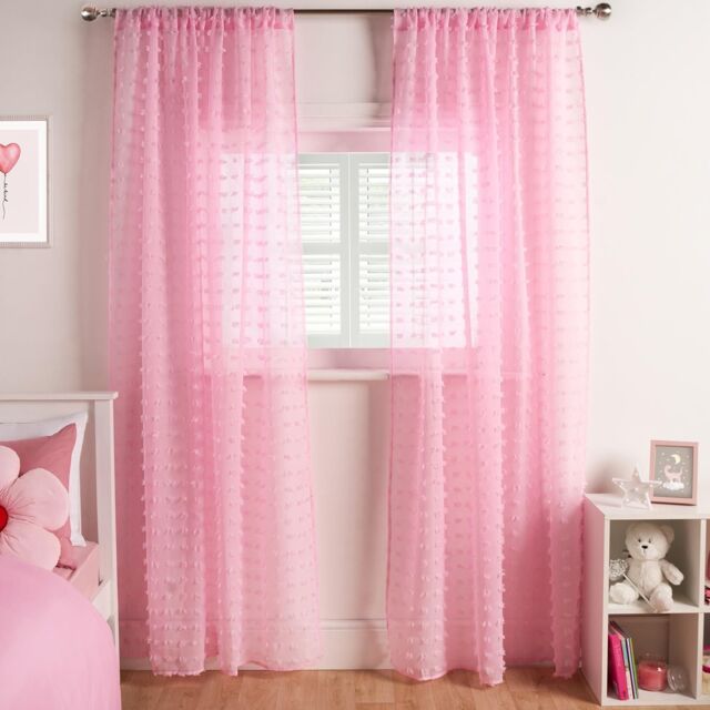 Textured Voile Net Curtains Pair 2 Window Panels Slot Top Set