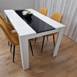 KOSY KOALA Modern White & Black Dining Table Set With 4 Mustard Chairs Dining Room Furniture in Brown - thumbnail 7