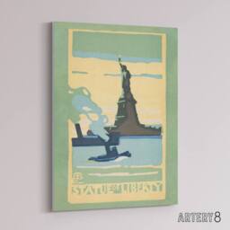 "Artery8 Statue of Liberty New York City Rachael R Elmer Canvas Wall Art Print in Green - Size: W18"" x H24""" - thumbnail 2