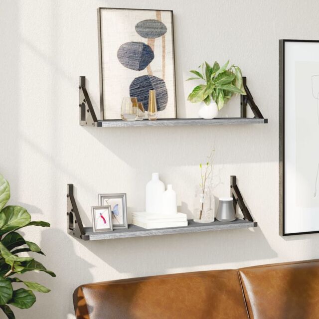 Berkfield Home Wall Shelves 2 pcs Grey Sonoma 60x15x15.5 cm - image 1