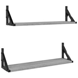 Berkfield Home Wall Shelves 2 pcs Grey Sonoma 60x15x15.5 cm - thumbnail 2