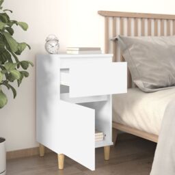 Berkfield Home Bedside Cabinet White 40x35x70 cm - Size: 40 x 35 x 70 cm - thumbnail 3