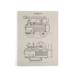 "Artery8 Locomotive Train Engine Compartments Vintage Canvas Wall Art in White - Size: W18"" x H24""" - thumbnail 1