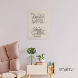 "Artery8 Locomotive Train Engine Compartments Vintage Canvas Wall Art in White - Size: W18"" x H24""" - thumbnail 3