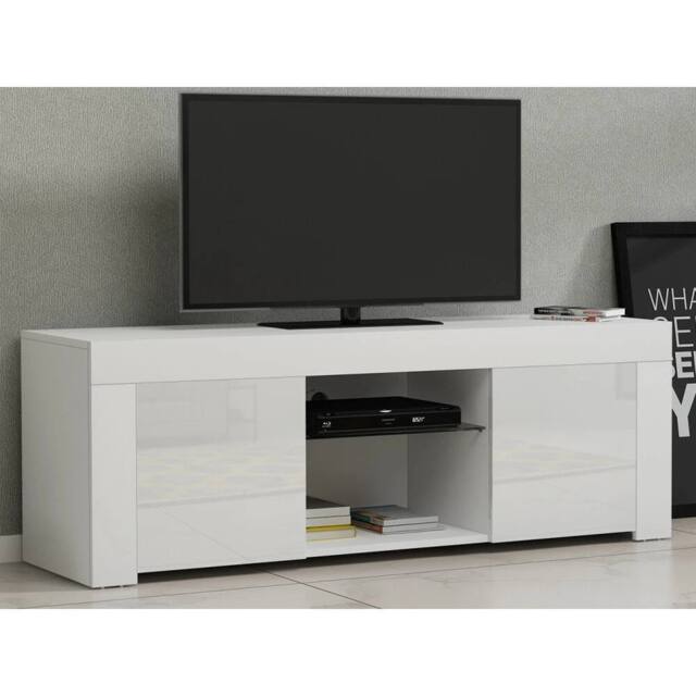 Kelvenix Modern TV Unit Stand Cabinet Sideboard White - Size: 0.6m2 - image 1