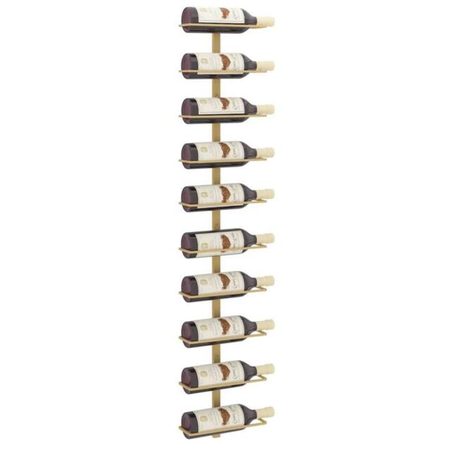 Berkfield Home Wall-mounted Wine Rack for 10 Bottles Gold Metal - image 1