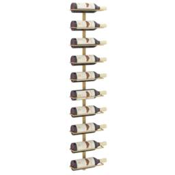 Berkfield Home Wall-mounted Wine Rack for 10 Bottles Gold Metal