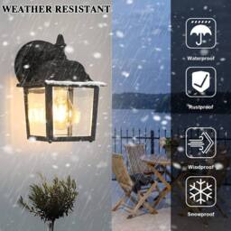 Goeco Outdoor Wall Light, Outdoor Vintage Waterproof Wall Light IP54 E27 in Black - thumbnail 2