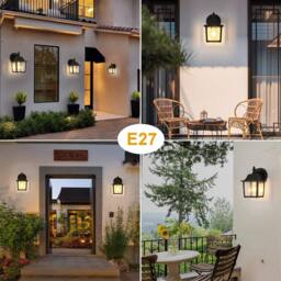 Goeco Outdoor Wall Light, Outdoor Vintage Waterproof Wall Light IP54 E27 in Black - thumbnail 5