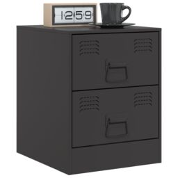 Berkfield Home Bedside Cabinets 2 pcs Black 34.5x39x44 cm Steel - thumbnail 3