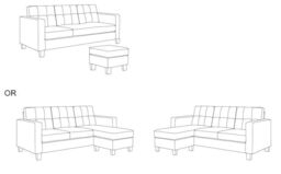Furniture 786 Vintage Linen Fabric Reversible Footstool 3 Seater Sofa in Grey - thumbnail 2