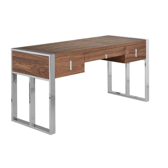 Angel Cerda Walnut Veneer Desk with Chromed Steel Legs & 4 in Brown - image 1