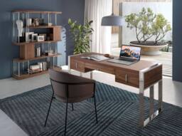 Angel Cerda Walnut Veneer Desk with Chromed Steel Legs & 4 in Brown - thumbnail 3